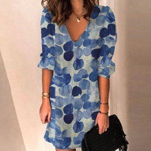 Ocean Bubbles Blue Polka Dot Mini Dress XXL